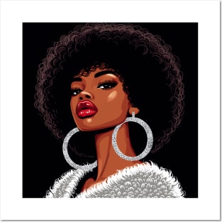 Black Woman Afro Hair Posters and Art